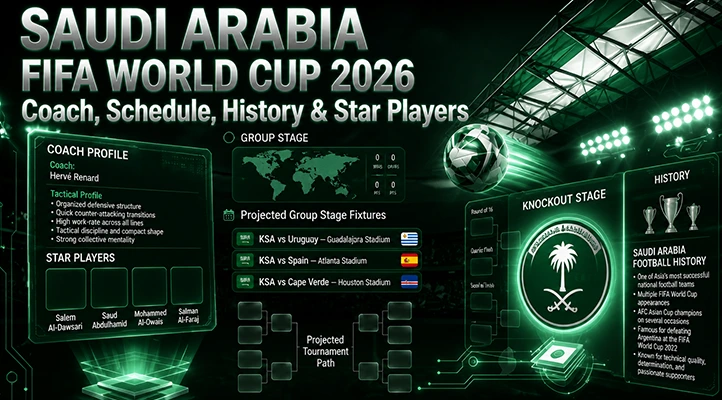 Saudi Arabia FIFA World Cup 2026 Coach, Schedule, History & Star Players