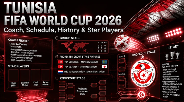 Tunisia FIFA World Cup 2026 Coach, Schedule, History & Star Players